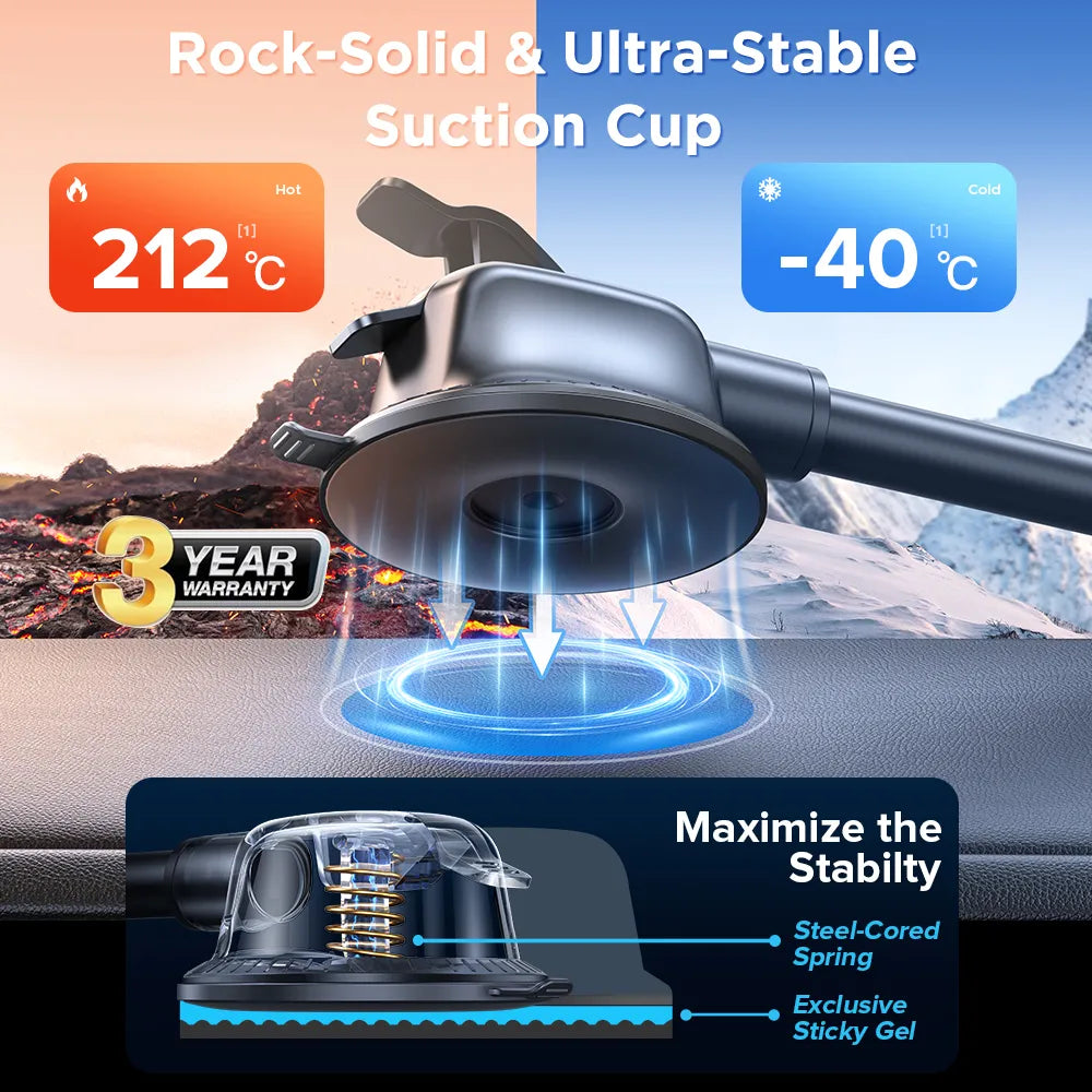 Car dashboard phone holder-360-widest width-9 in flexible long arm, Universal hands-free auto windshield air vent phone mount