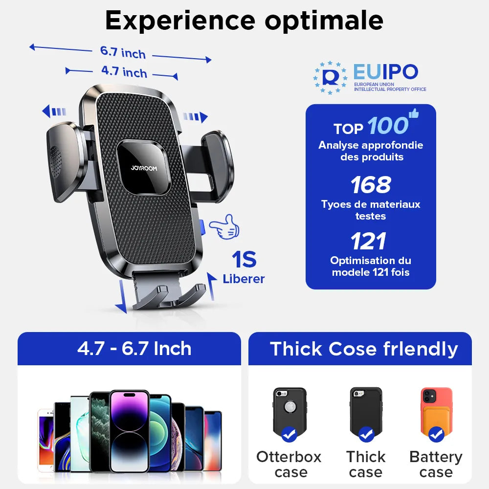 Car dashboard phone holder-360-widest width-9 in flexible long arm, Universal hands-free auto windshield air vent phone mount