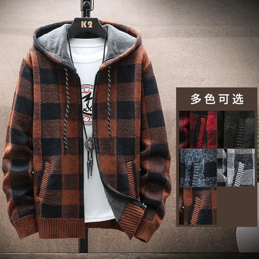 Men's new winter plaid coat cool fleece jacket zebra fleece warm clothes