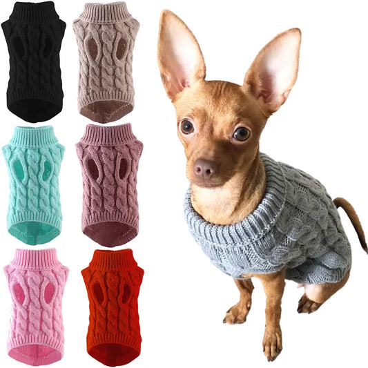 Puppy dog sweaters for small medium dogs winter warm turtleneck Chihuahua soft sweater