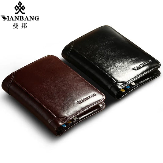 Mens band classic style genuine leather wallet men short wallets & tote cards men fashion high quality  A high-quality wallet that holds cards